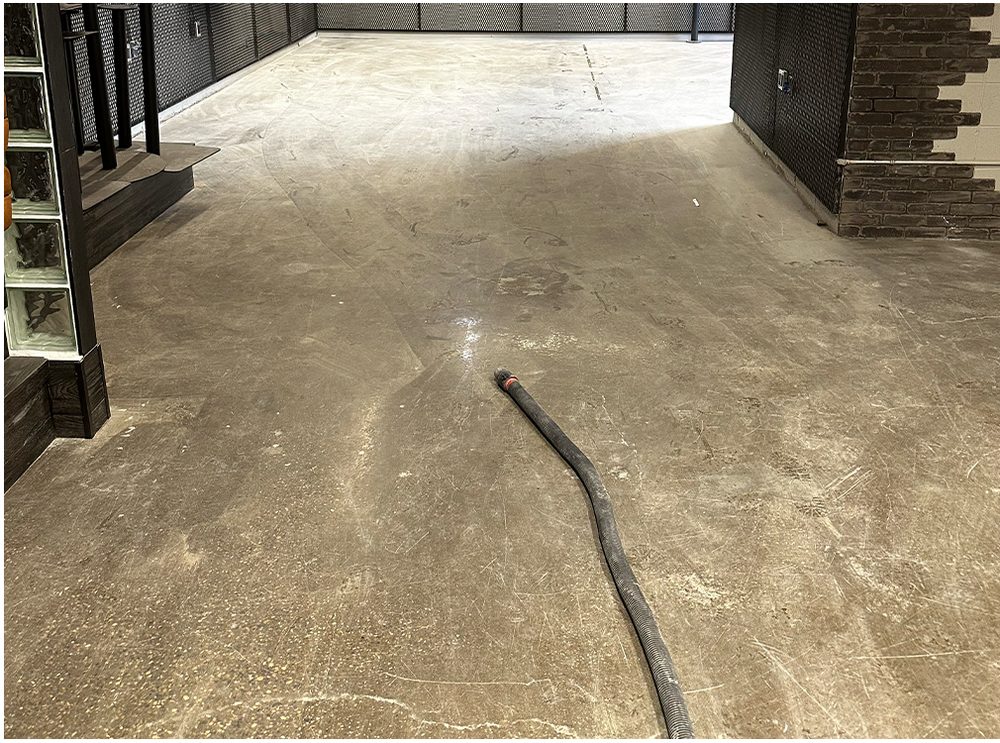 Bare concrete floor before coating